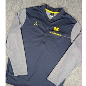 Michigan Wolverines‎ Jordan 1/4 Zip Pullover Mens XL Navy Blue Gray 34451X-MC1